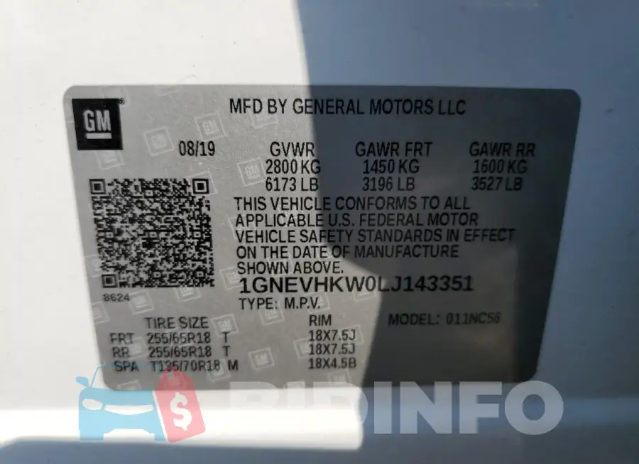1GNEVHKW0LJ143351 Photo# 13