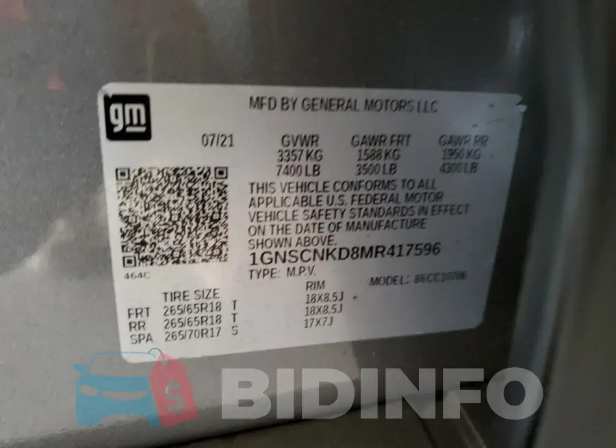 1GNSCNKD8MR417596 Photo# 13