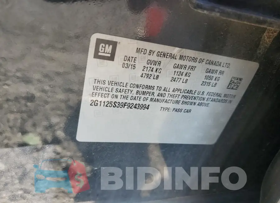 2G1125S39F9243994 Photo# 12