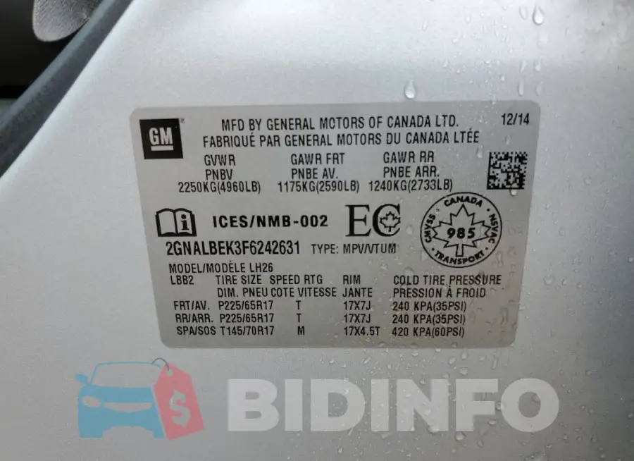 2GNALBEK3F6242631 Photo# 13
