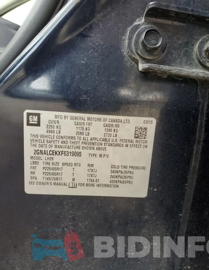 2GNALCEKXF6319095 Photo# 13