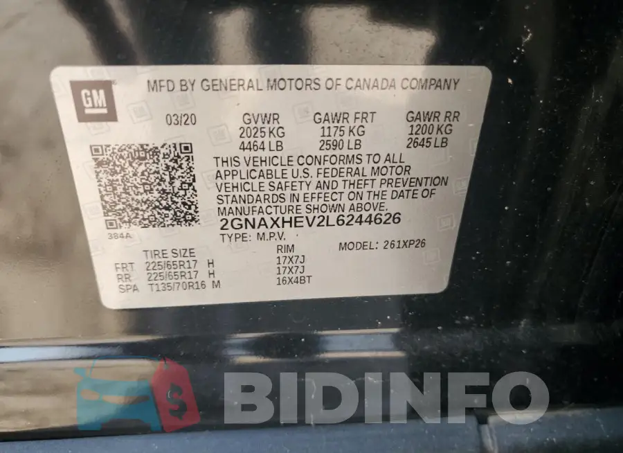 2GNAXHEV2L6244626 Photo# 12