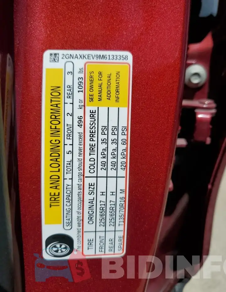 2GNAXKEV9M6133358 Photo# 13