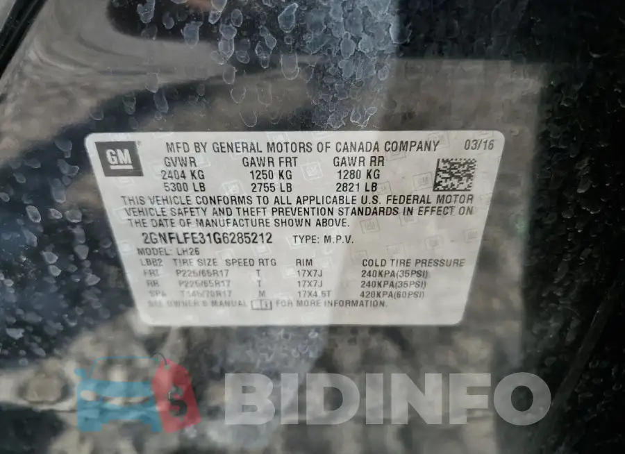 2GNFLFE31G6285212 Photo# 13