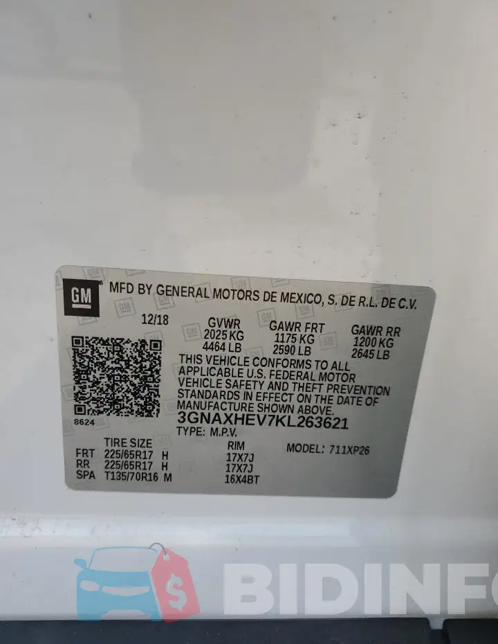 3GNAXHEV7KL263621 Photo# 13
