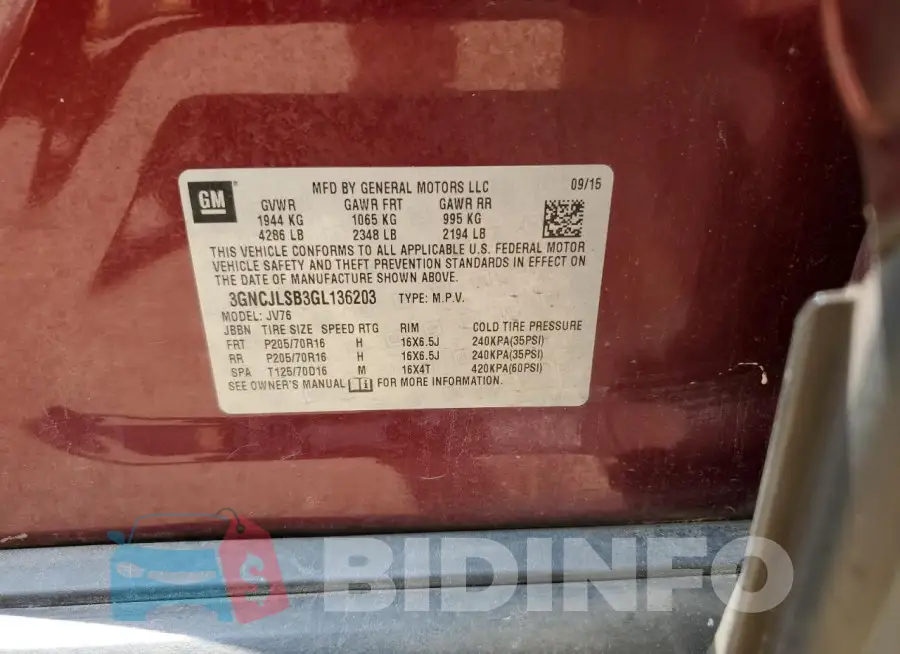 3GNCJLSB3GL136203 Photo# 13