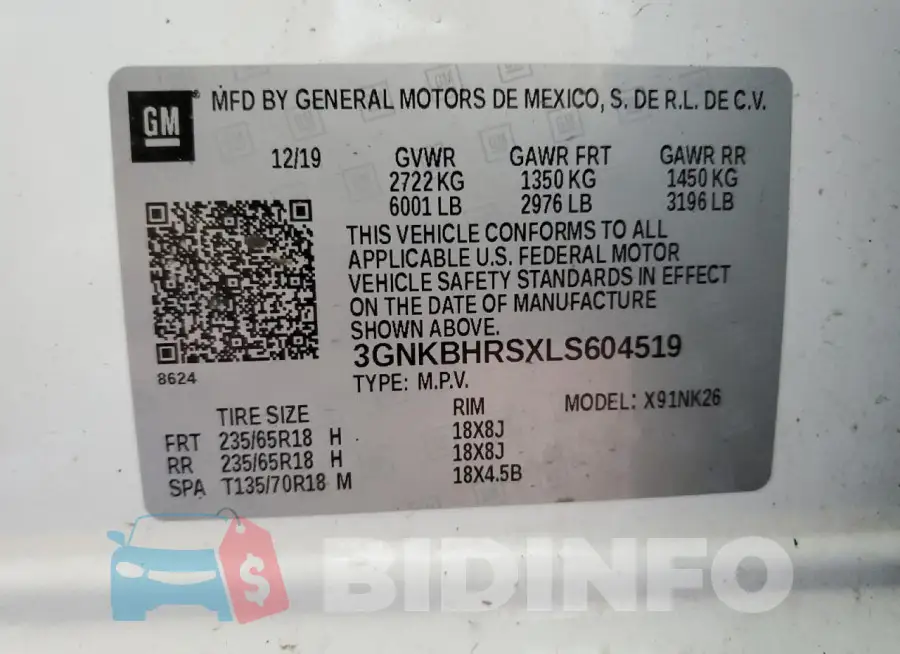 3GNKBHRSXLS604519 Photo# 13