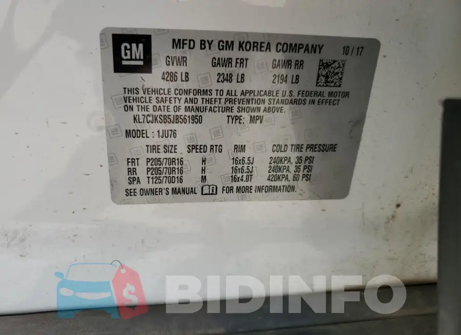 KL7CJKSB5JB561950 Photo# 14