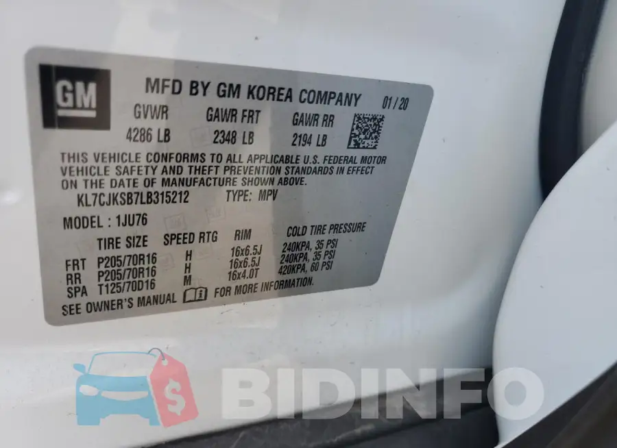 KL7CJKSB7LB315212 Photo# 13