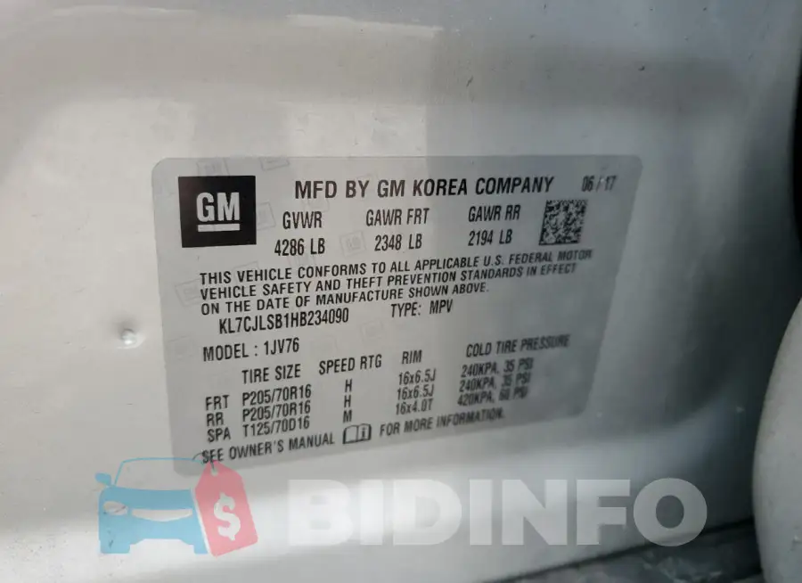 KL7CJLSB1HB234090 Photo# 12