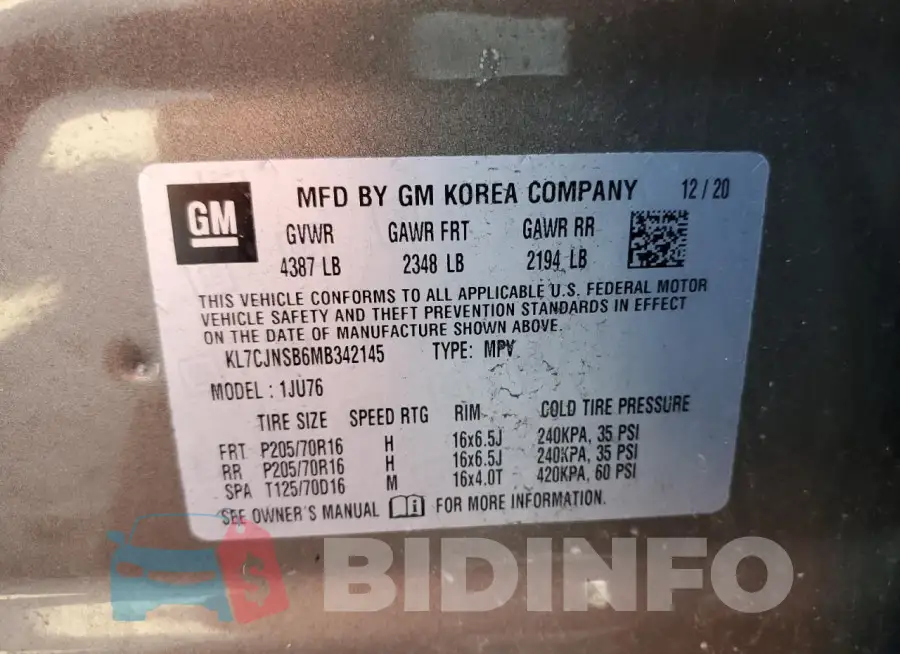 KL7CJNSB6MB342145 Photo# 14
