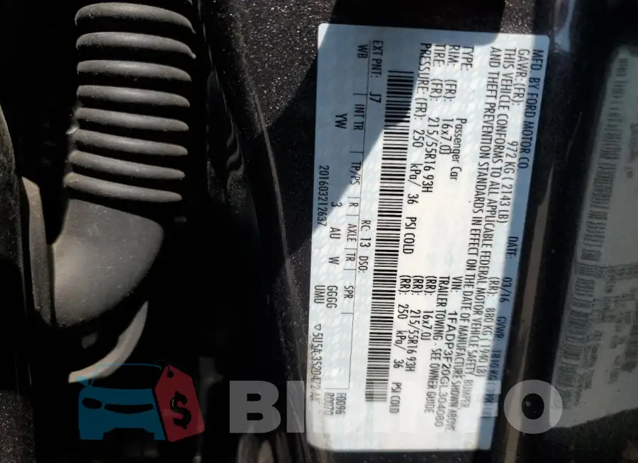1FADP3F20GL304080 Photo# 13