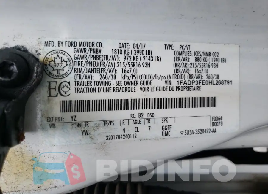 1FADP3FE0HL268791 Photo# 13
