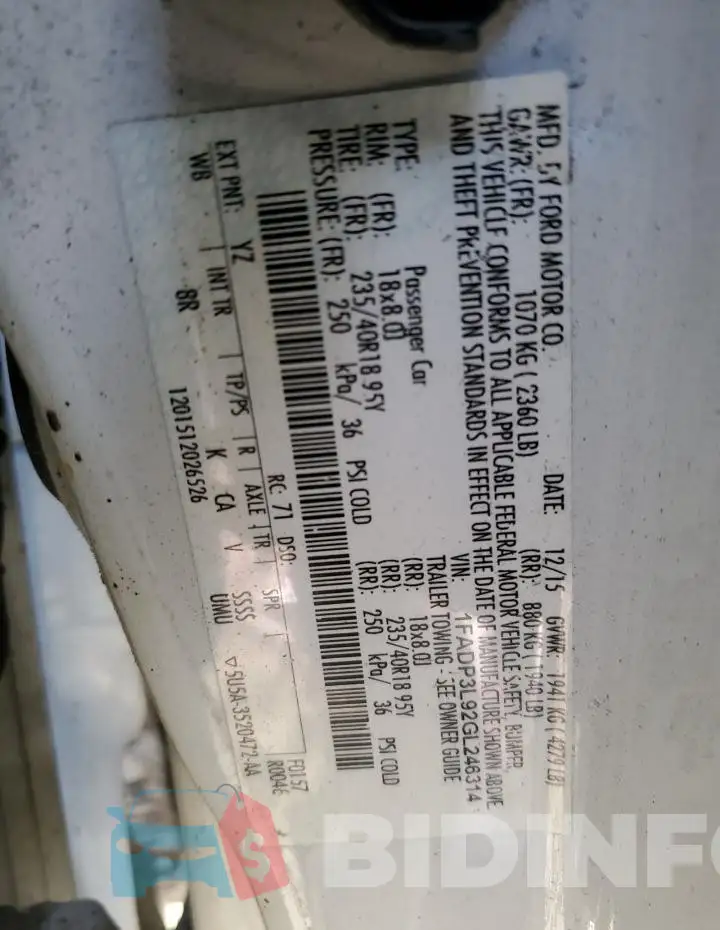 1FADP3L92GL246314 Photo# 12