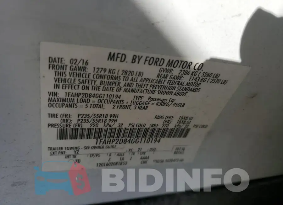 1FAHP2D84GG110194 Photo# 12