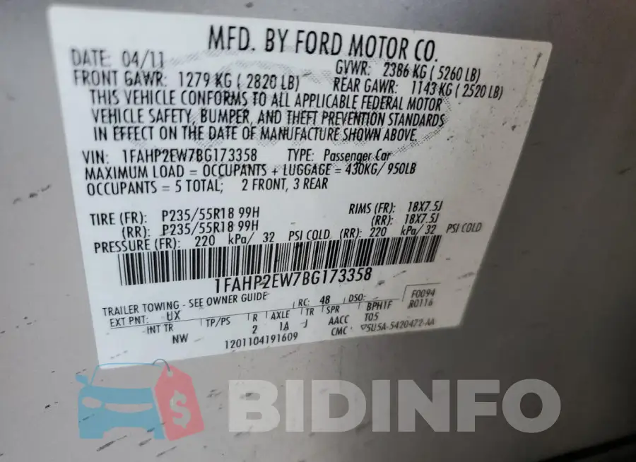1FAHP2EW7BG173358 Photo# 12