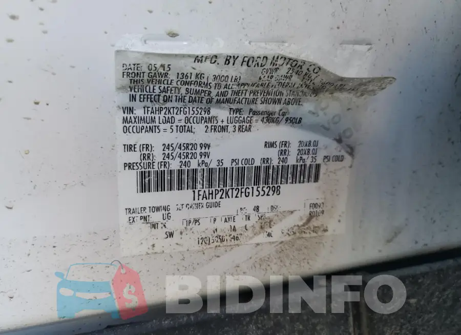 1FAHP2KT2FG155298 Photo# 13