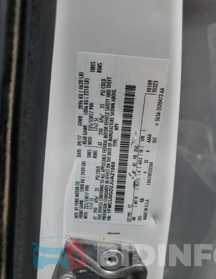 1FMCU0GD2JUA21089 Photo# 13