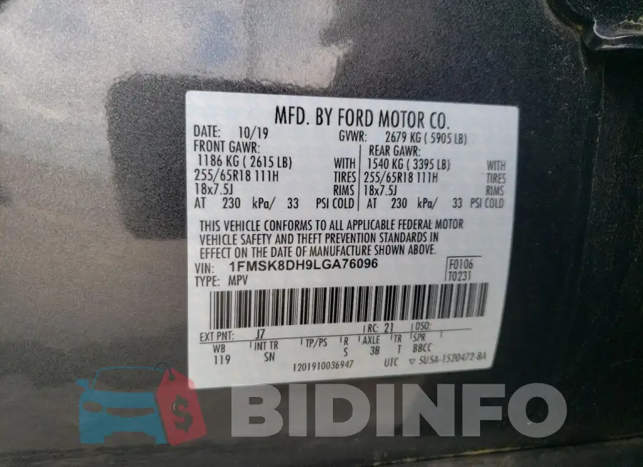 1FMSK8DH9LGA76096 Photo# 13