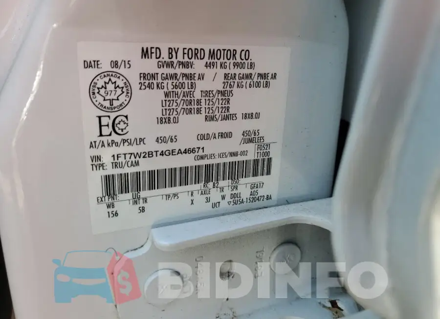 1FT7W2BT4GEA46671 Photo# 12