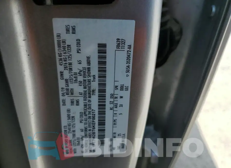 1FT7W2BT6KEF00217 Photo# 12