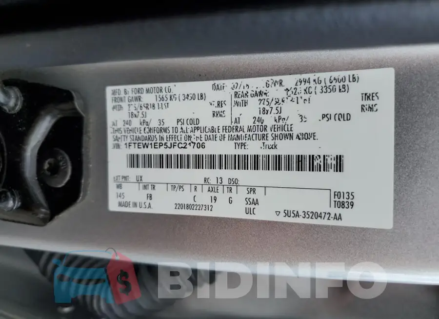 1FTEW1EP5JFC21706 Photo# 12