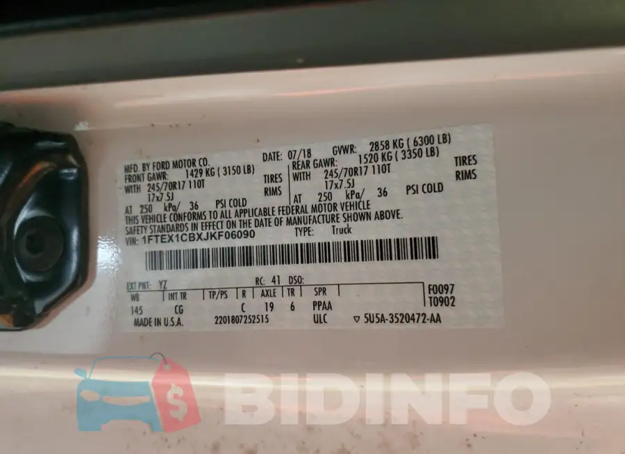 1FTEX1CBXJKF06090 Photo# 12