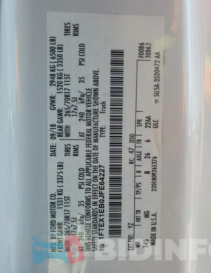 1FTEX1EB0JFE64227 Photo# 12