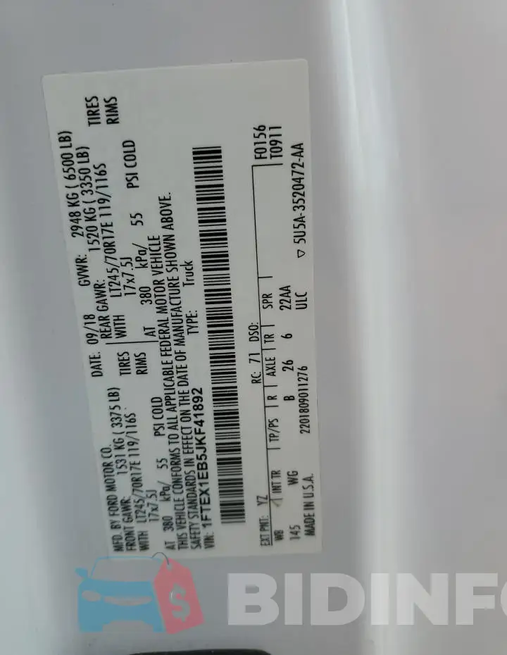1FTEX1EB5JKF41892 Photo# 12