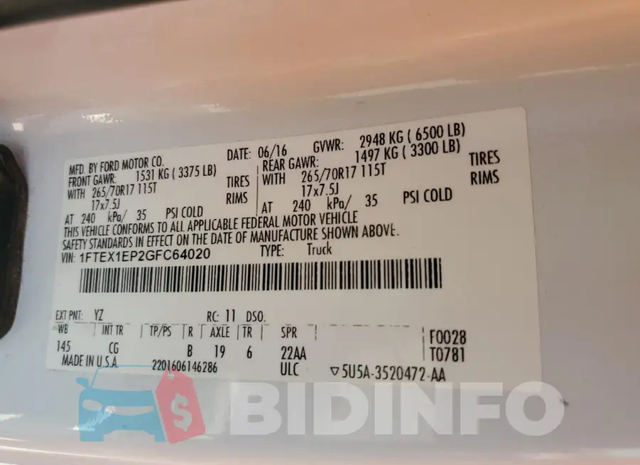 1FTEX1EP2GFC64020 Photo# 12