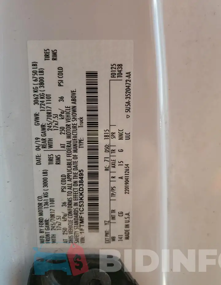 1FTMF1C53KKD38495 Photo# 12
