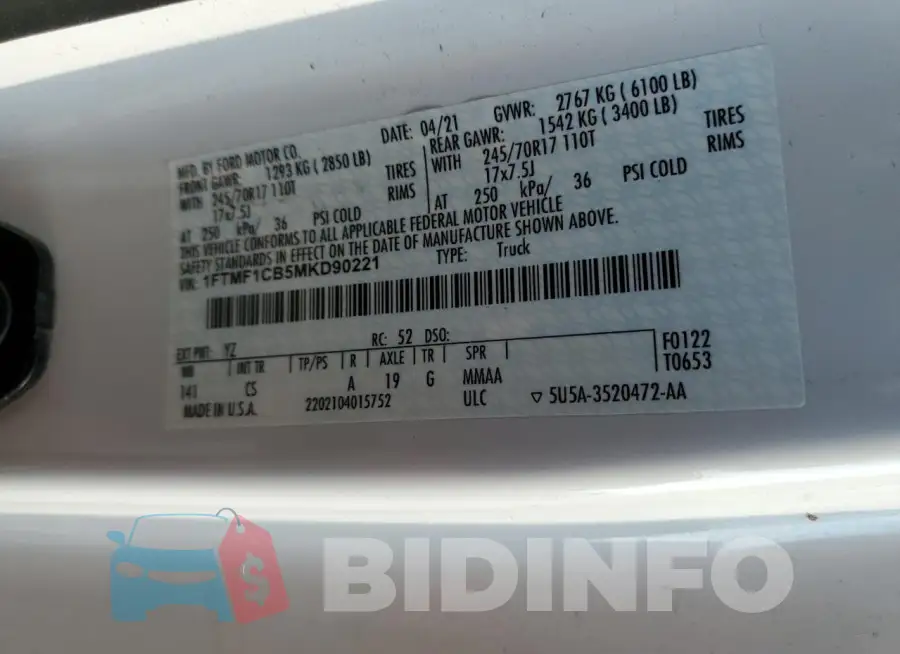 1FTMF1CB5MKD90221 Photo# 12