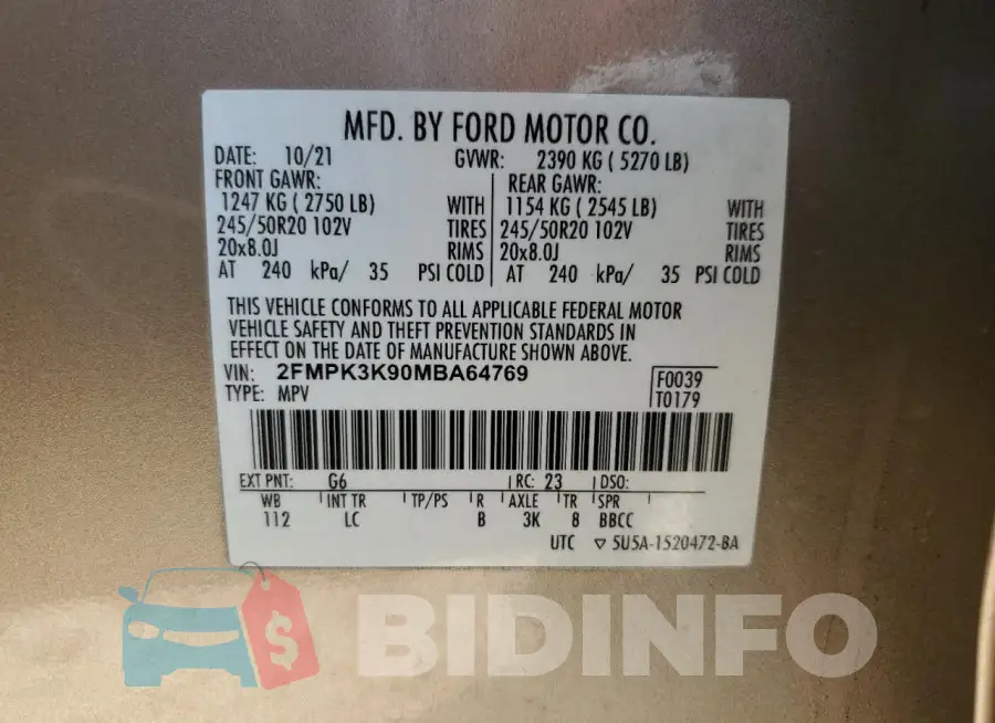2FMPK3K90MBA64769 Photo# 13