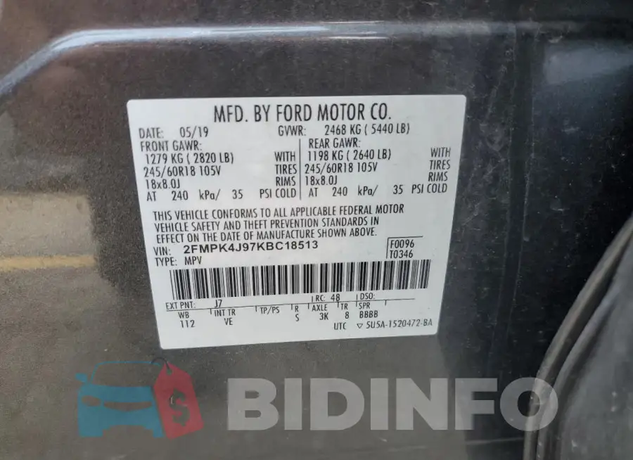 2FMPK4J97KBC18513 Photo# 13