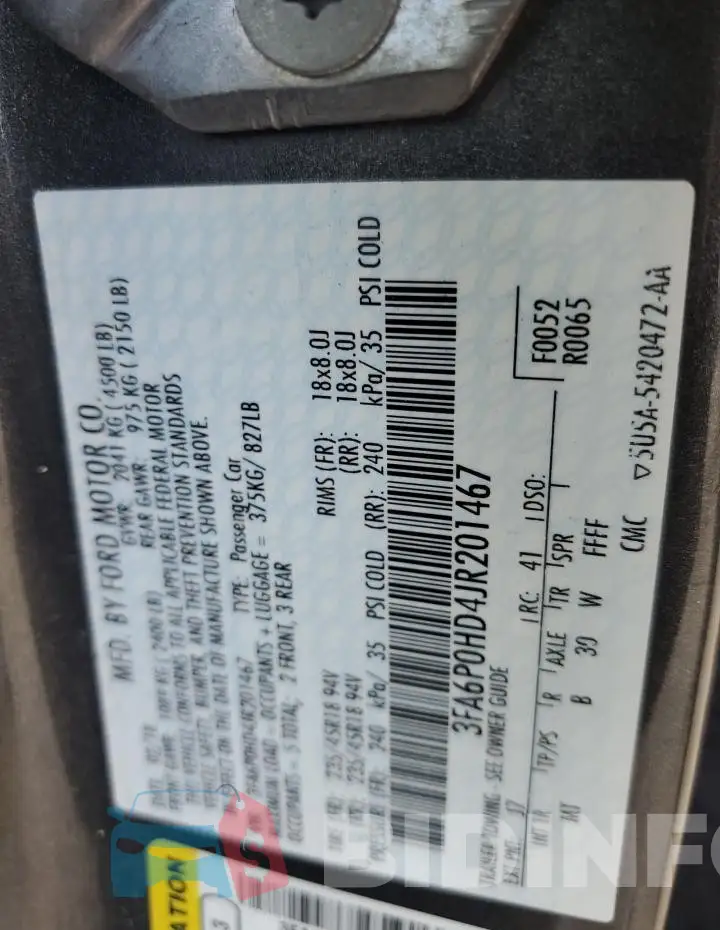 3FA6P0HD4JR201467 Photo# 12