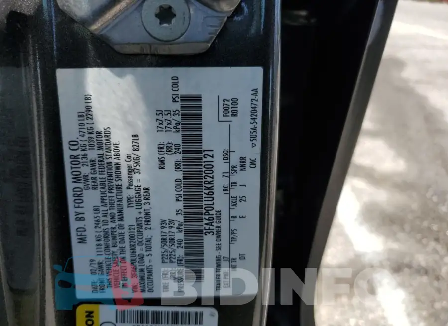 3FA6P0LU6KR200121 Photo# 12