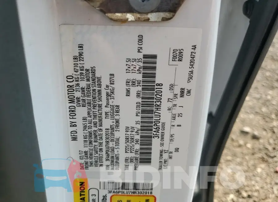 3FA6P0LU7HR302018 Photo# 12