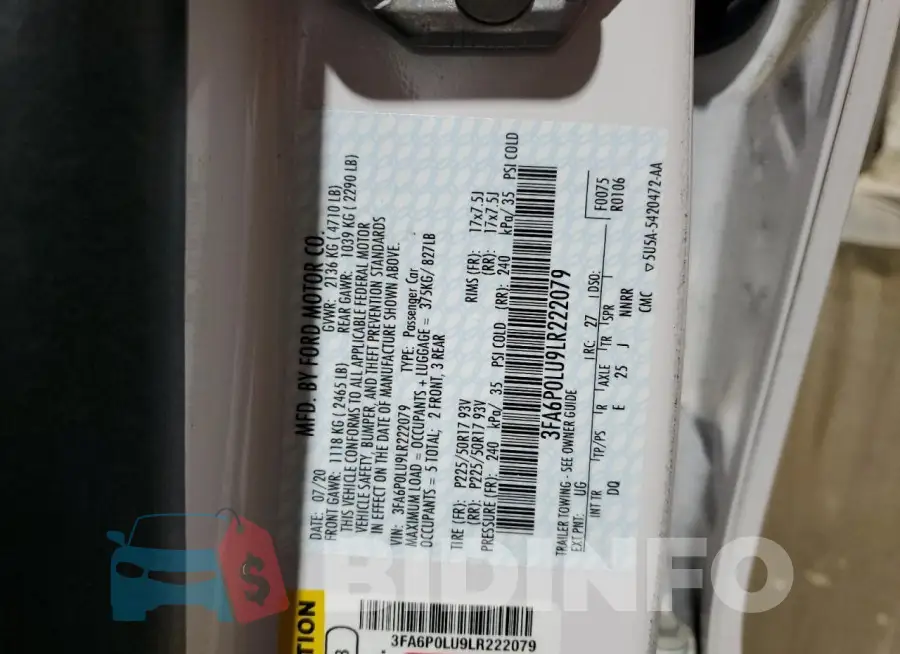 3FA6P0LU9LR222079 Photo# 13