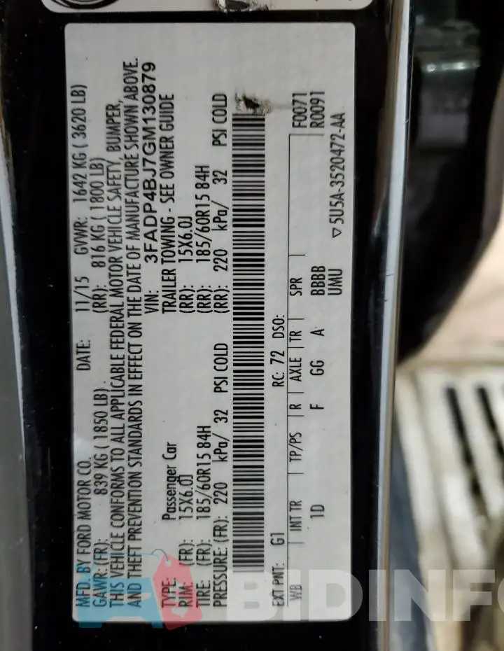 3FADP4BJ7GM130879 Photo# 13