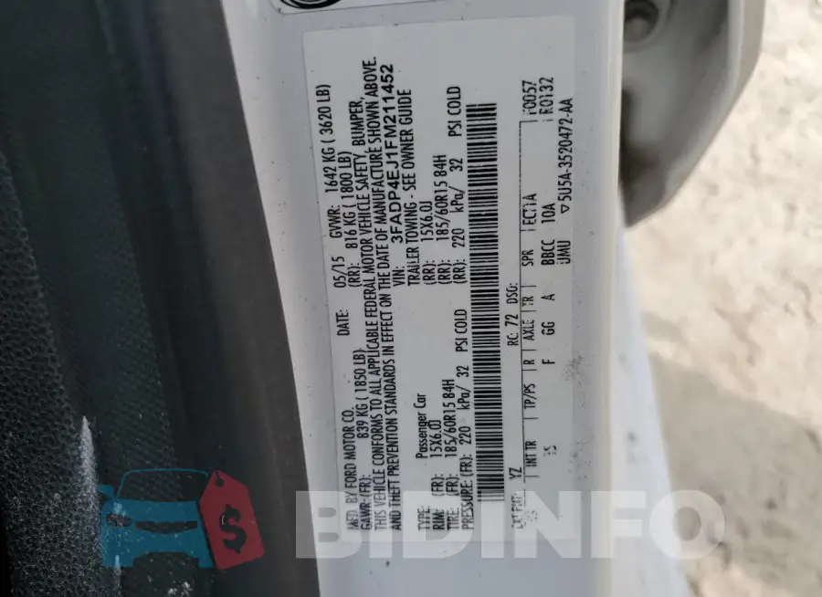 3FADP4EJ1FM211452 Photo# 13