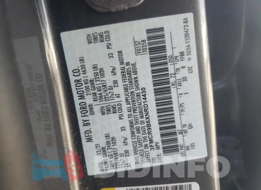 3FMCR9B6XNRD14430 Photo# 12