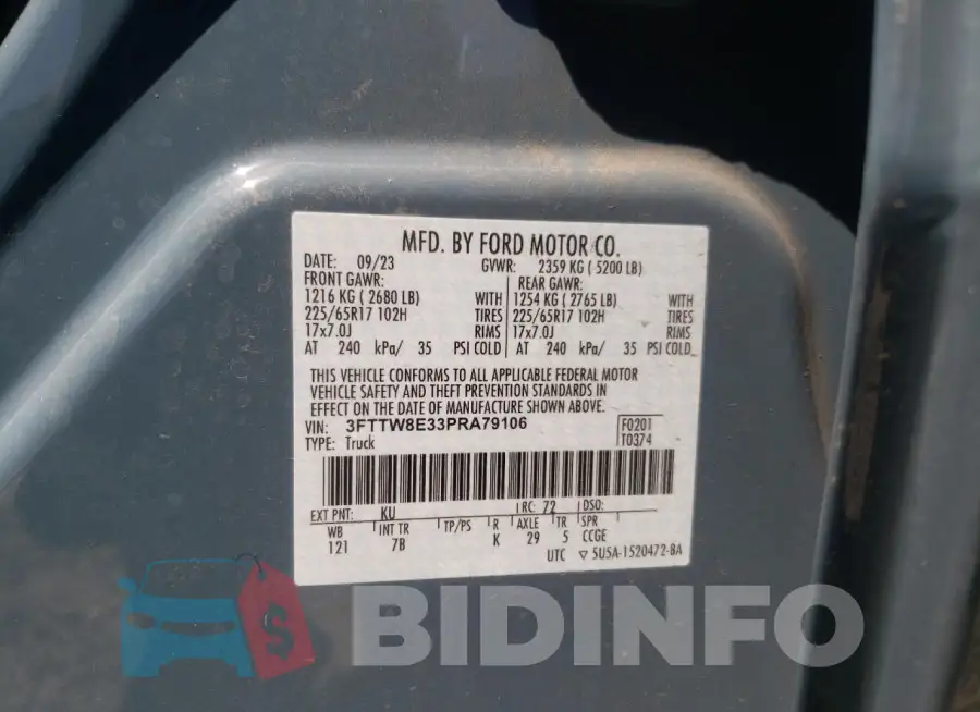 3FTTW8E33PRA79106 Photo# 12