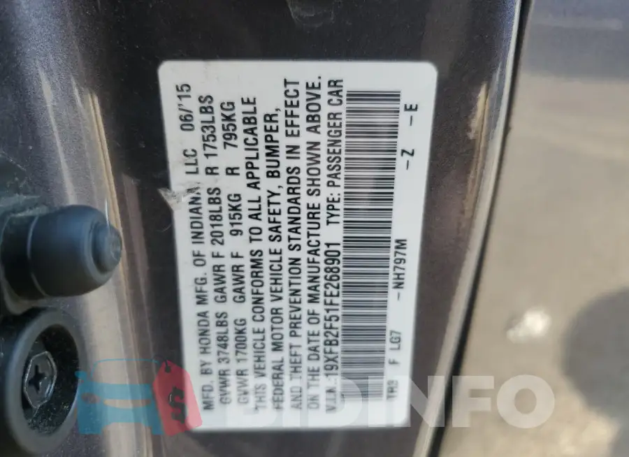 19XFB2F51FE268901 Photo# 12