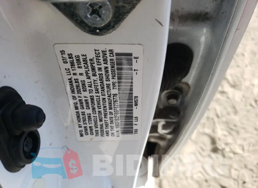 19XFB2F86FE276776 Photo# 12