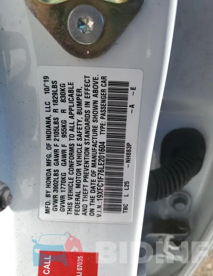 19XFC1F76LE201604 Photo# 12
