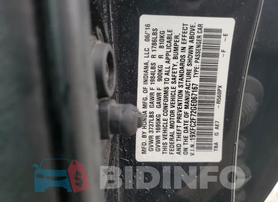 19XFC2F72GE067167 Photo# 12