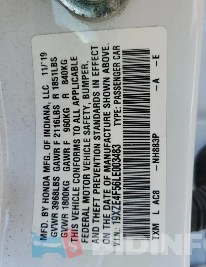 19XZE4F56LE003483 Photo# 12
