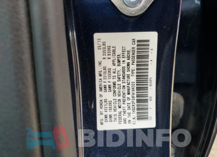 1HGCR2F56FA184320 Photo# 13