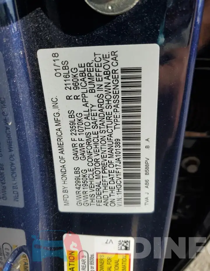 1HGCV1F17JA101389 Photo# 12