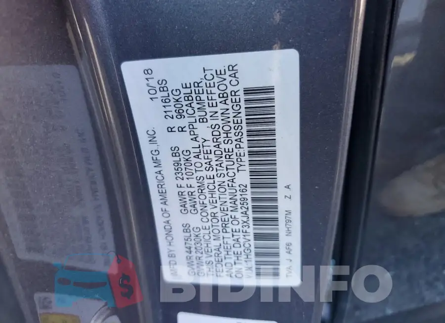 1HGCV1F3XJA259162 Photo# 12